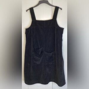 McVerdi black cotton  corduroy pinafore dress lg